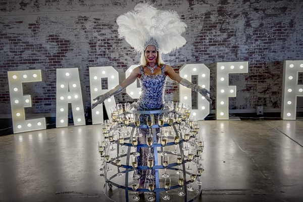 Unique beverage service ideas for events shown in silver and white